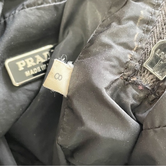 Prada black nylon pink stitching triangle logo medium zip pouch - Picture 7 of 7